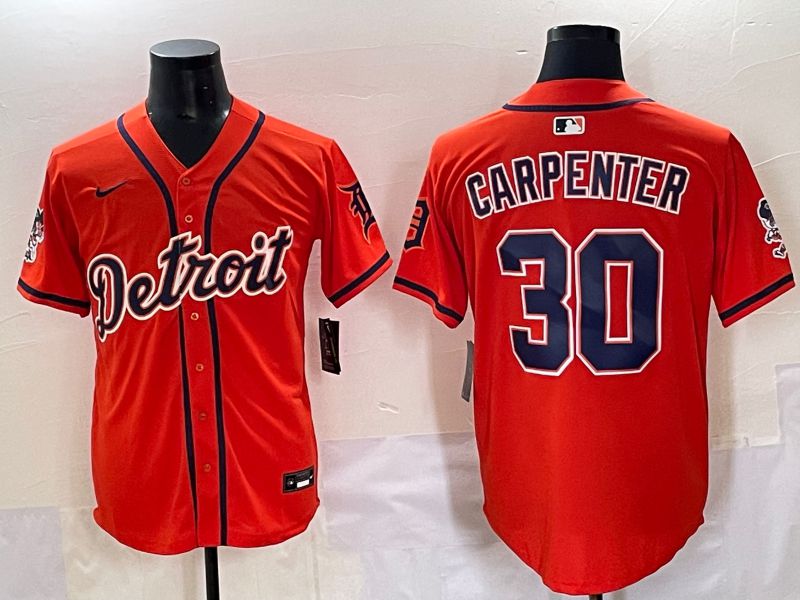 Men 2025 Detroit Tigers #30 Carpenter Orange Fashion Nike MLB Jersey style 7151->detroit tigers->MLB Jersey